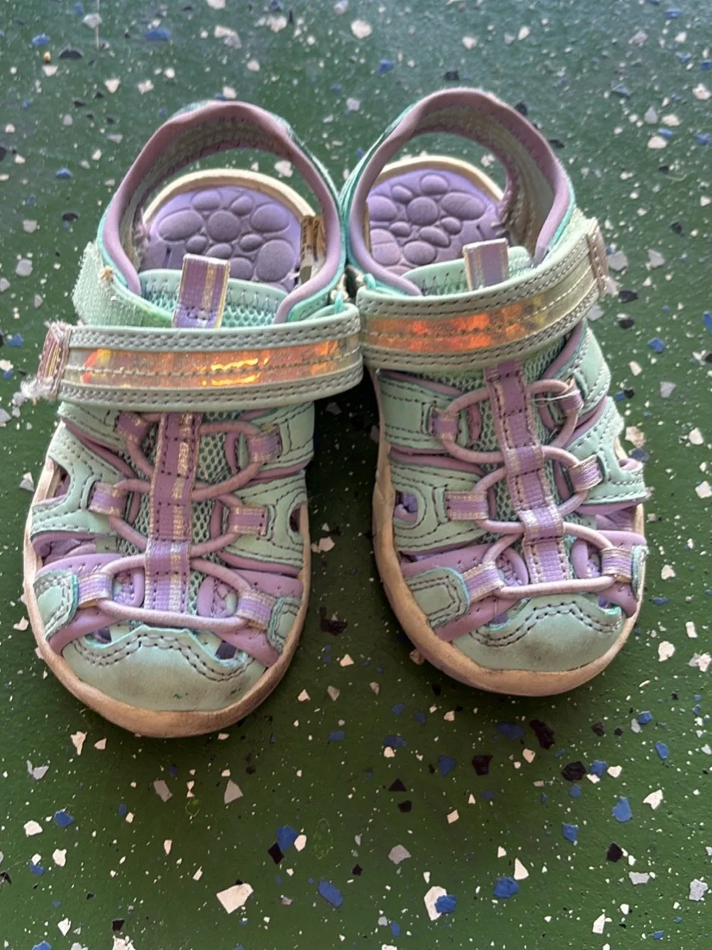 Wonder Nation Kids Mint & Lavender Active Sandals - Comfort Play Shoes 7